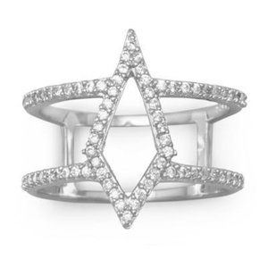 Sterling Silver 925 CZ Geometric Ring